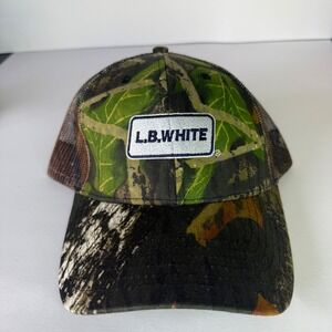 L.B. White Camo Trucker Hat Cap America Mesh‎ Hunting Outdoors Adjustable